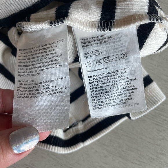 H&M Stripe Cream&Black crop top size M - Picture 6 of 6